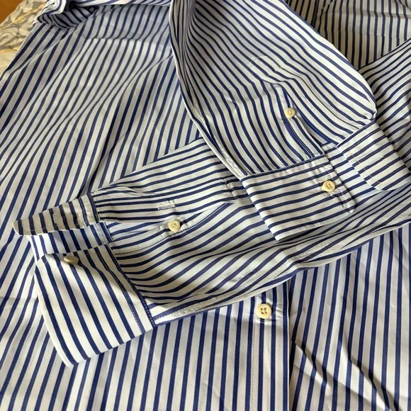 AYR women’s oversized blue and white striped button up, collar, cotton, XL - Picture 12 of 12